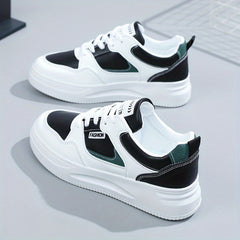 Women's Letter Patch Skate Shoes Low Top Lace Up Shoes