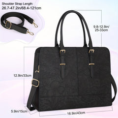 Women's Waterproof Laptop Work Bag PU Leather Business Briefcase