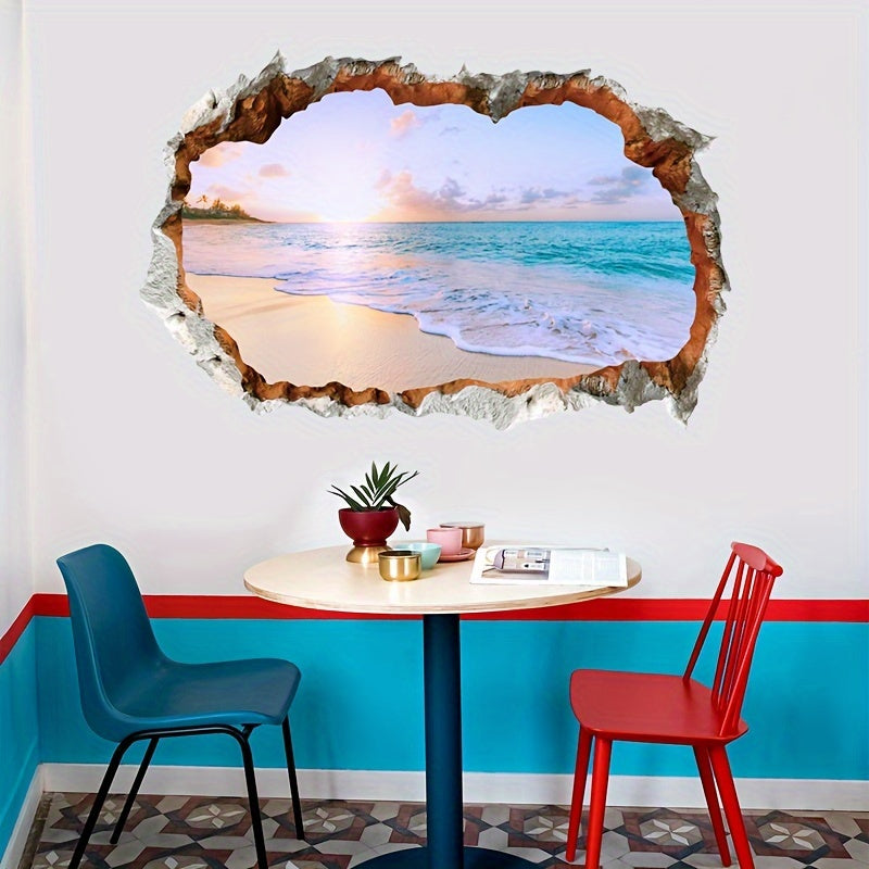 Dreamy Sky Waves Beach Wall Sticker 23.6x15.7inch