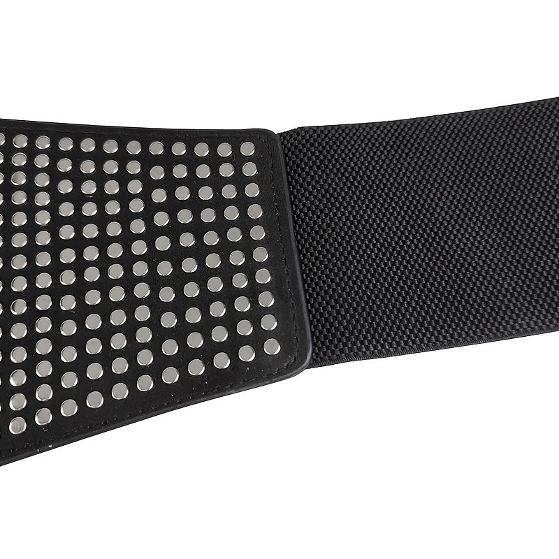 Wide Elastic Studded Belt Female Waist Gothic Plus Size Stretch