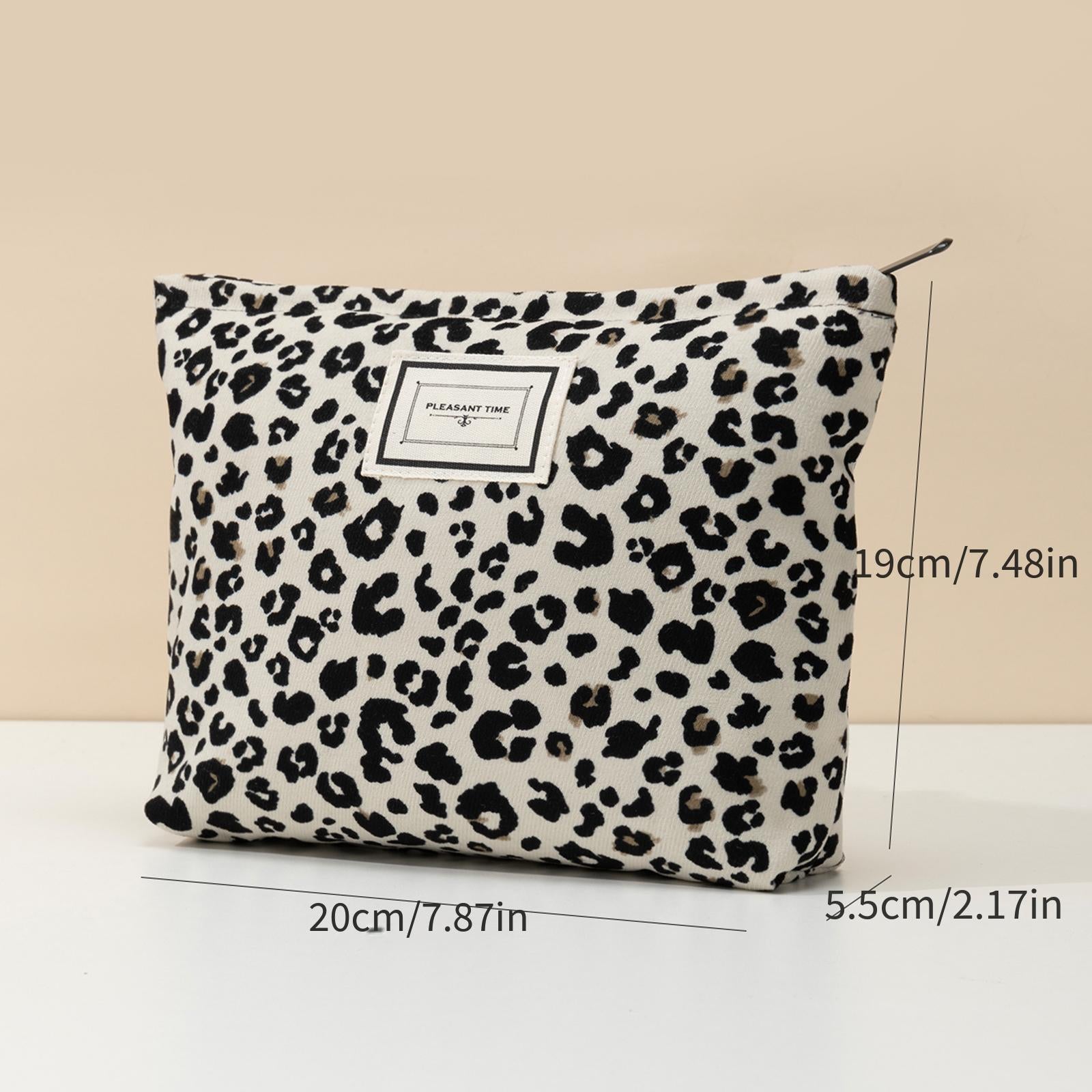 Chic Leopard Print Makeup Bag Compact Cosmetic Organizer