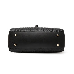 Stylish Snake Pattern Women's Handbag with Golden Tone Hardware