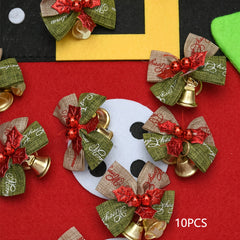 Polyester Christmas Bells with Block Bow Hanging Ornaments for DIY Gift Wrapping