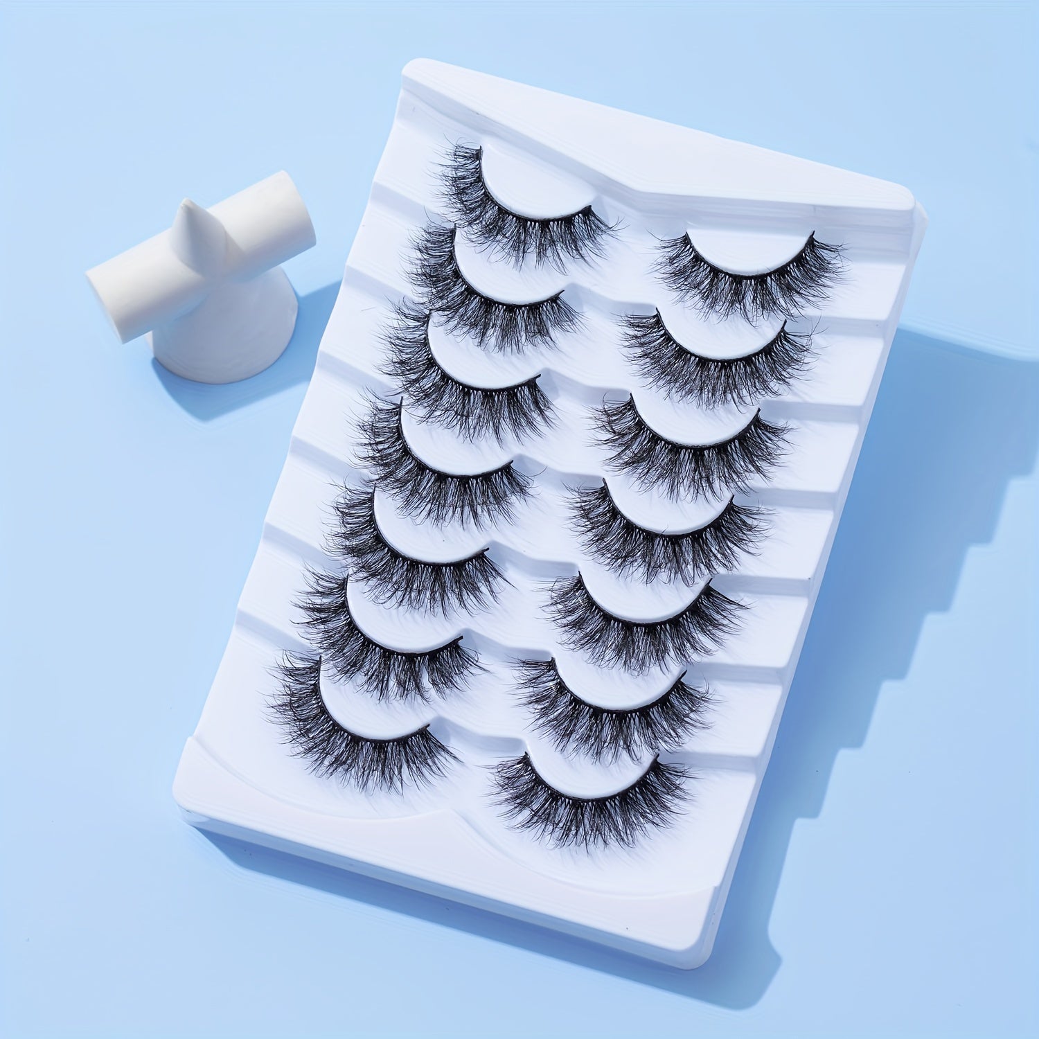 7 Pairs 5D Curly False Eyelashes Cross 12mm Cat Eye Look Thick Lashes
