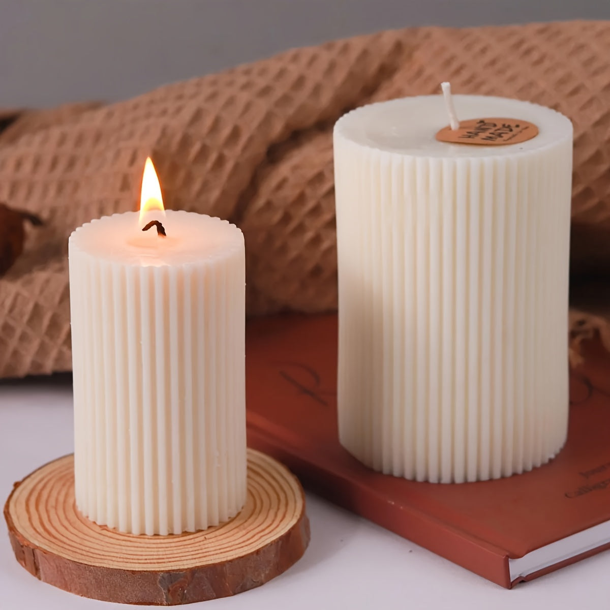 3D Stripe Candle Silicone Casting Molds - Pillar Square Resin Mold