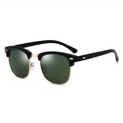 Vintage Half Frame Polarized Sunglasses UV400 Sunshade Men Women