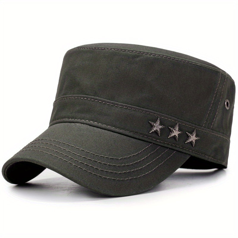 Men's Spring Flat Hat with Five-pointed Star Design