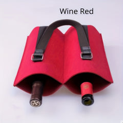 Wine Carrier Tote 2 Bottle Bag Felt Holder Secure Handle Christmas Housew