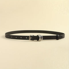 Thin Square Pin Buckle Belt Casual PU Leather Belt For Women