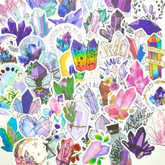 50 Pcs Boho Style Crystal Stickers Set Gem Vinyl Waterproof Decals