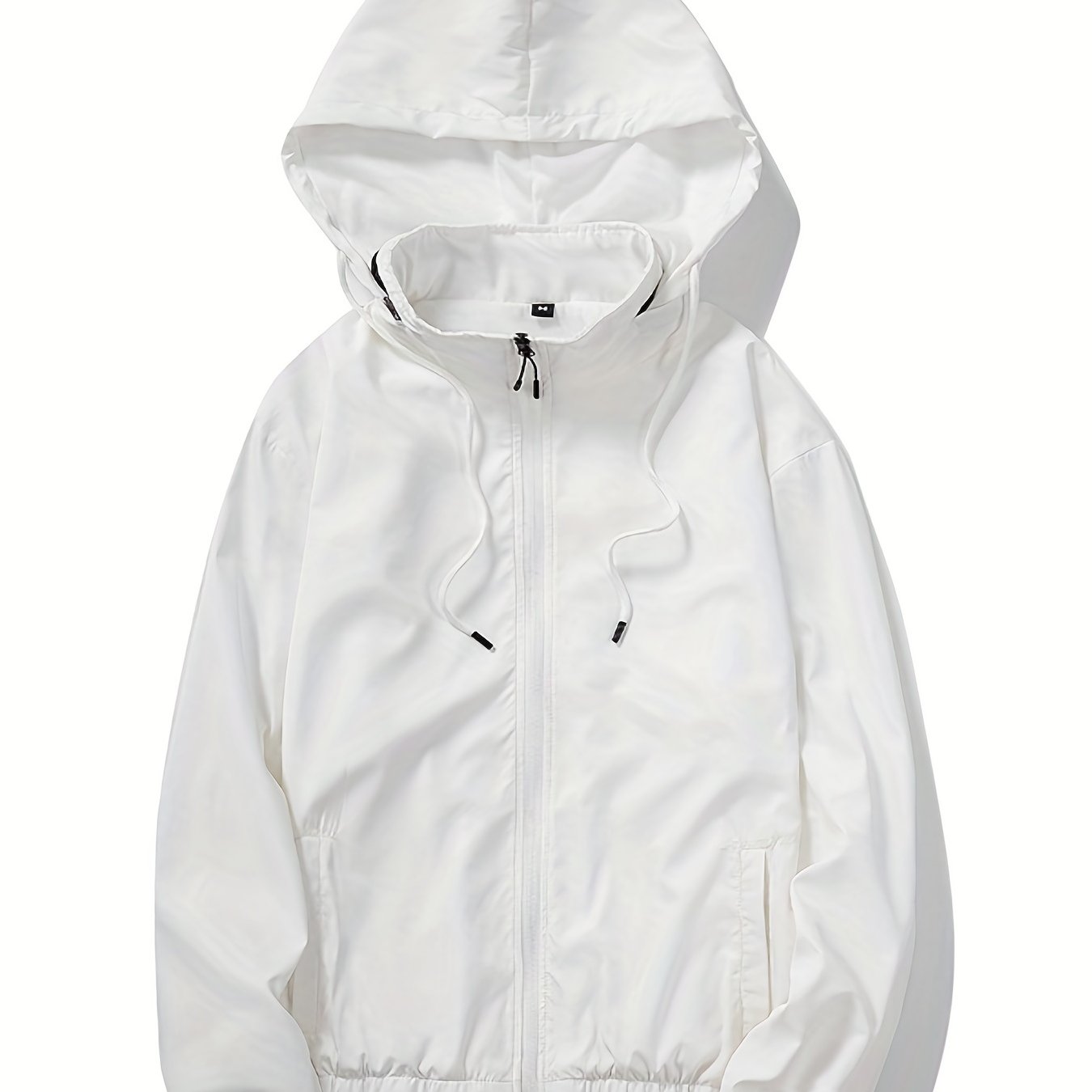 Solid Zip Up Men's Casual Jacket with Drawstring Hood