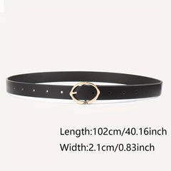 3pcs Oval Pin Buckle Belt Solid PU Belt Decoration Girdle For Women