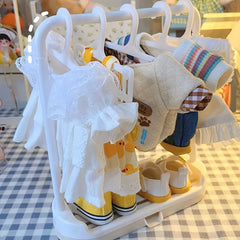 12pcs Doll Clothes Rack Set for Doll Clothes and Jewelry Storage