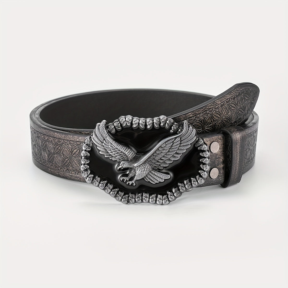 Men's Embossed Buckle Belt PU Leather Cowboy Suit Waist Strap