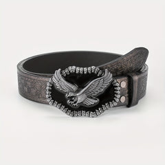 Men's Embossed Buckle Belt PU Leather Cowboy Suit Waist Strap