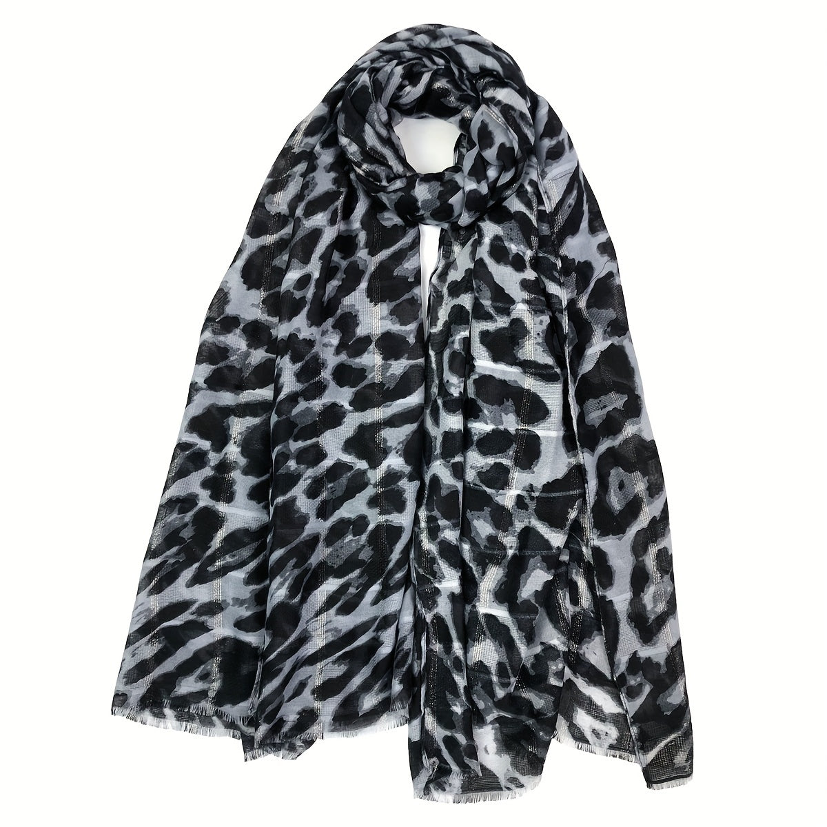 Leopard Print Scarf Vintage Casual Shawl Women Windproof Headwrap