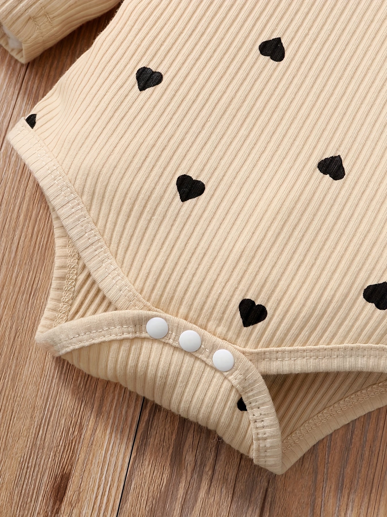 Heart Print Bodysuit Flared Pants 2pcs Casual Set