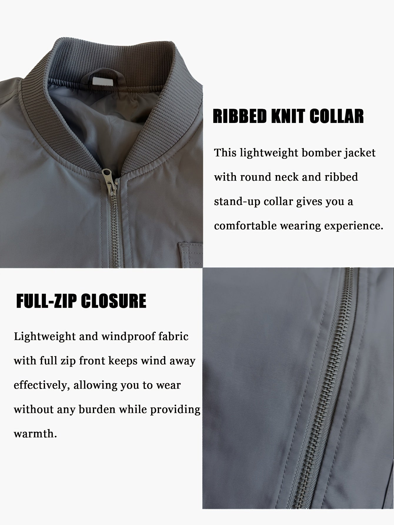 Men's Zipper Baseball Collar Jacket Windproof Waterproof