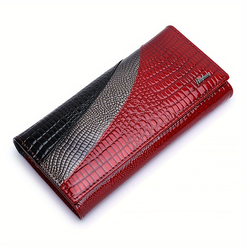 Crocodile Pattern Snap Clutch Wallet for Women