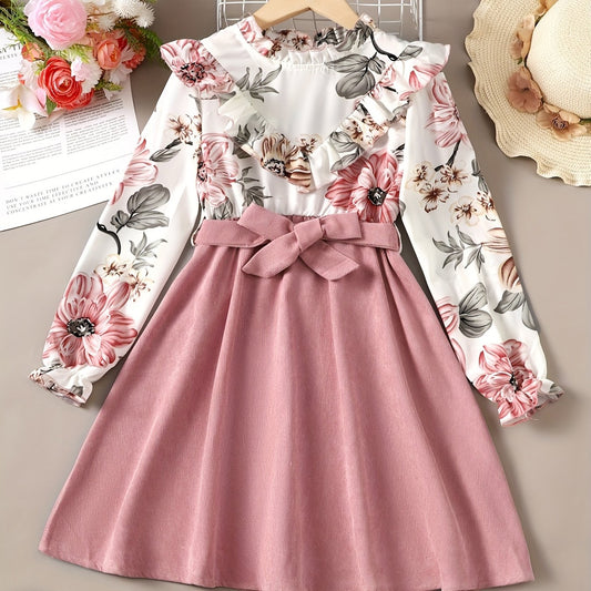 Boho Floral Ruffle Collar Long Sleeve Dress For Party Going Out