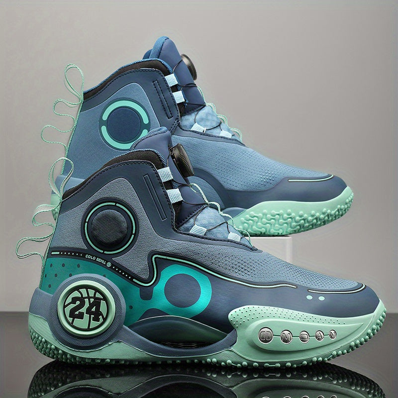 Men's Basketball Shoes with Rotating Buckle Non Slip Sneakers