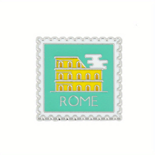 Zinc Alloy Landmark Brooch London Paris Rome
