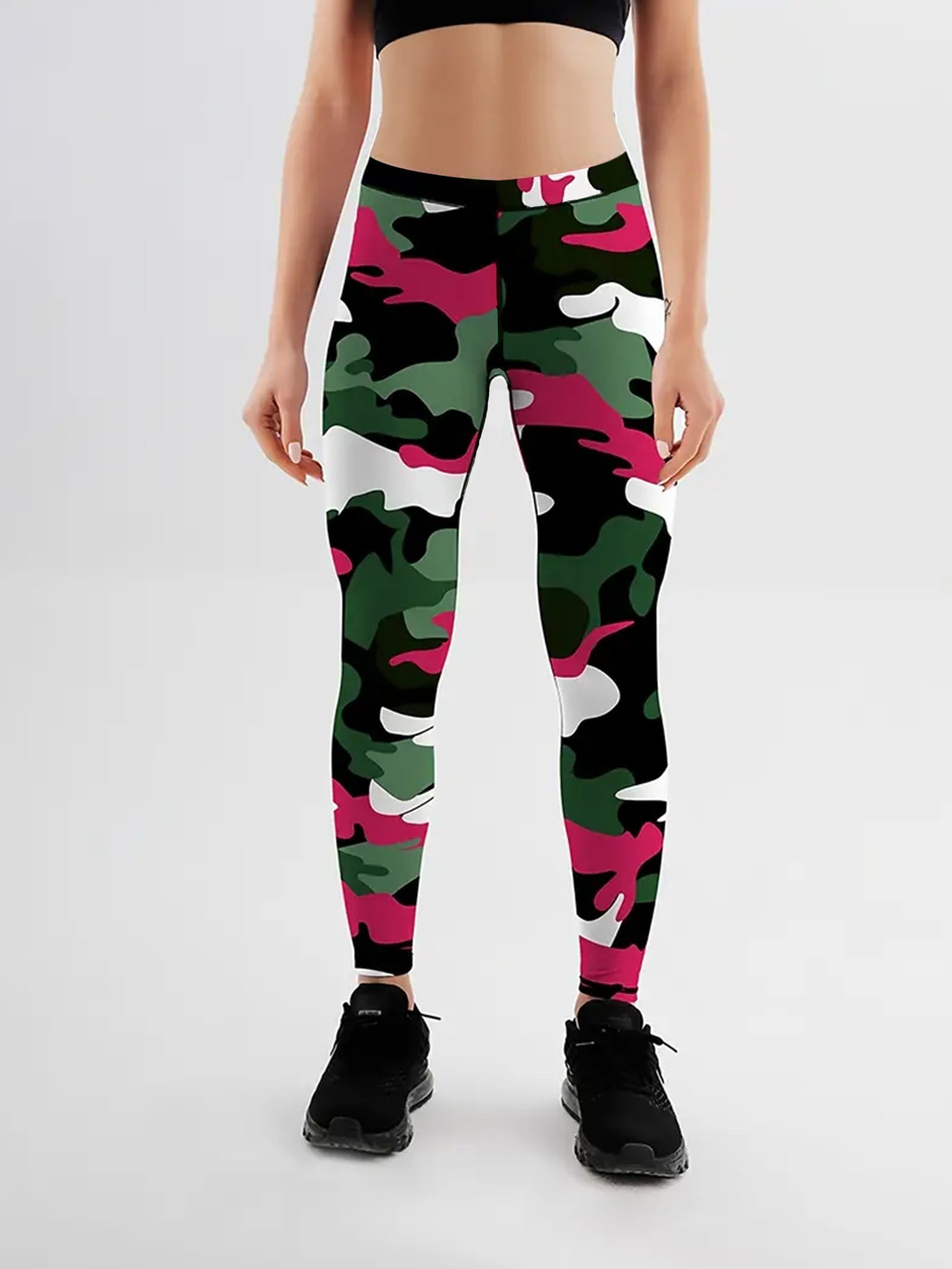  Casual Leggings: Camo Elastic High Rise Leggings