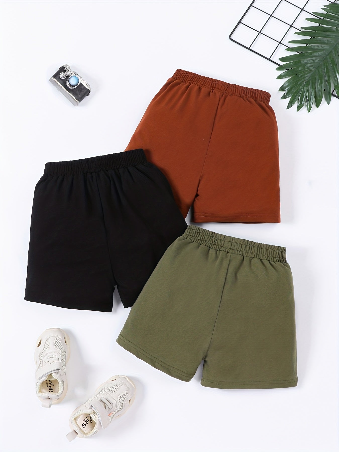 Solid Elastic Waist Shorts for Toddler Boys