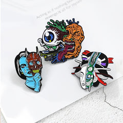 Zombie Face Ghost Kabuki Brooch Pin