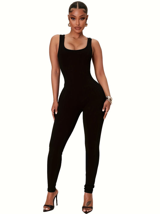Slimming Yoga Jumpsuit Square Neck High Stretch Sports Bodysuit