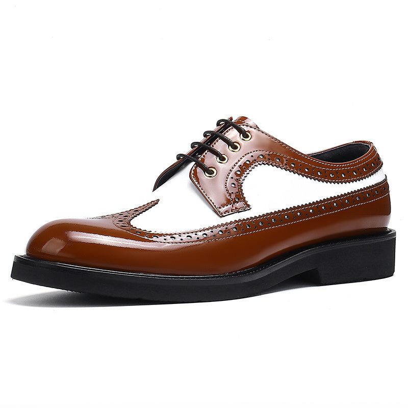 Men's Block Leather Oxford Shoes Wing tip Brogue Derby Comfortable Dress Shoes