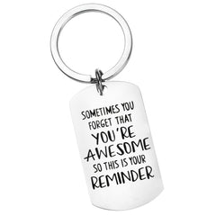 Boys Casual Stainless Steel YOU ARE AWESOME Keychain