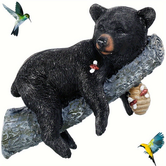 Bear Cub Napping Hanging Out In Tree Figurine Realistic Animal Wall Art