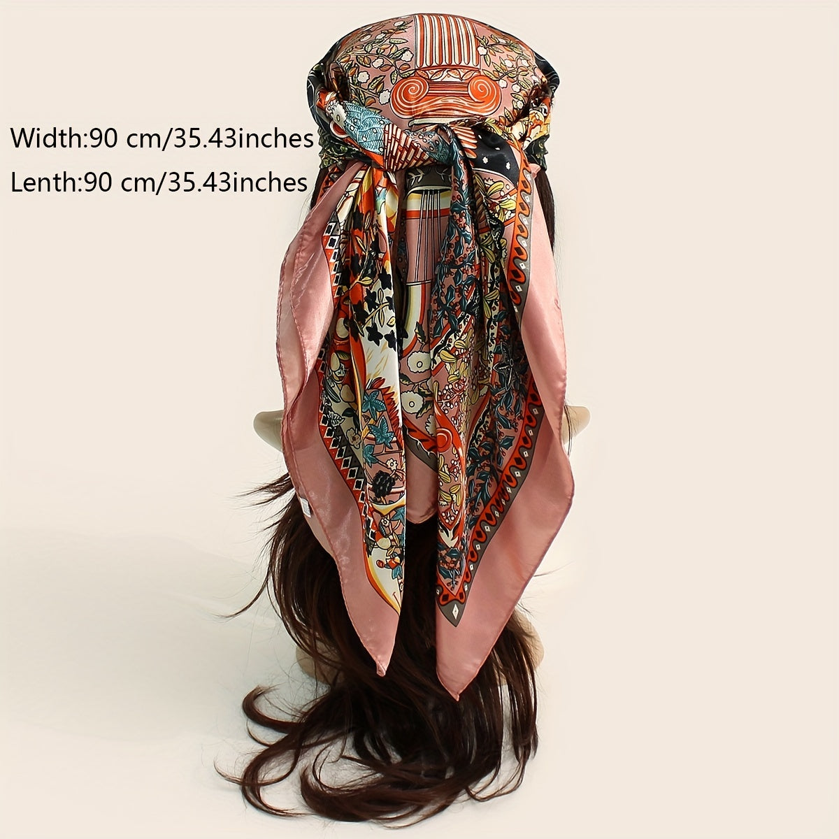 Lucky Tree Print Bandana Vintage Satin Shawl Silk Scarf For Women