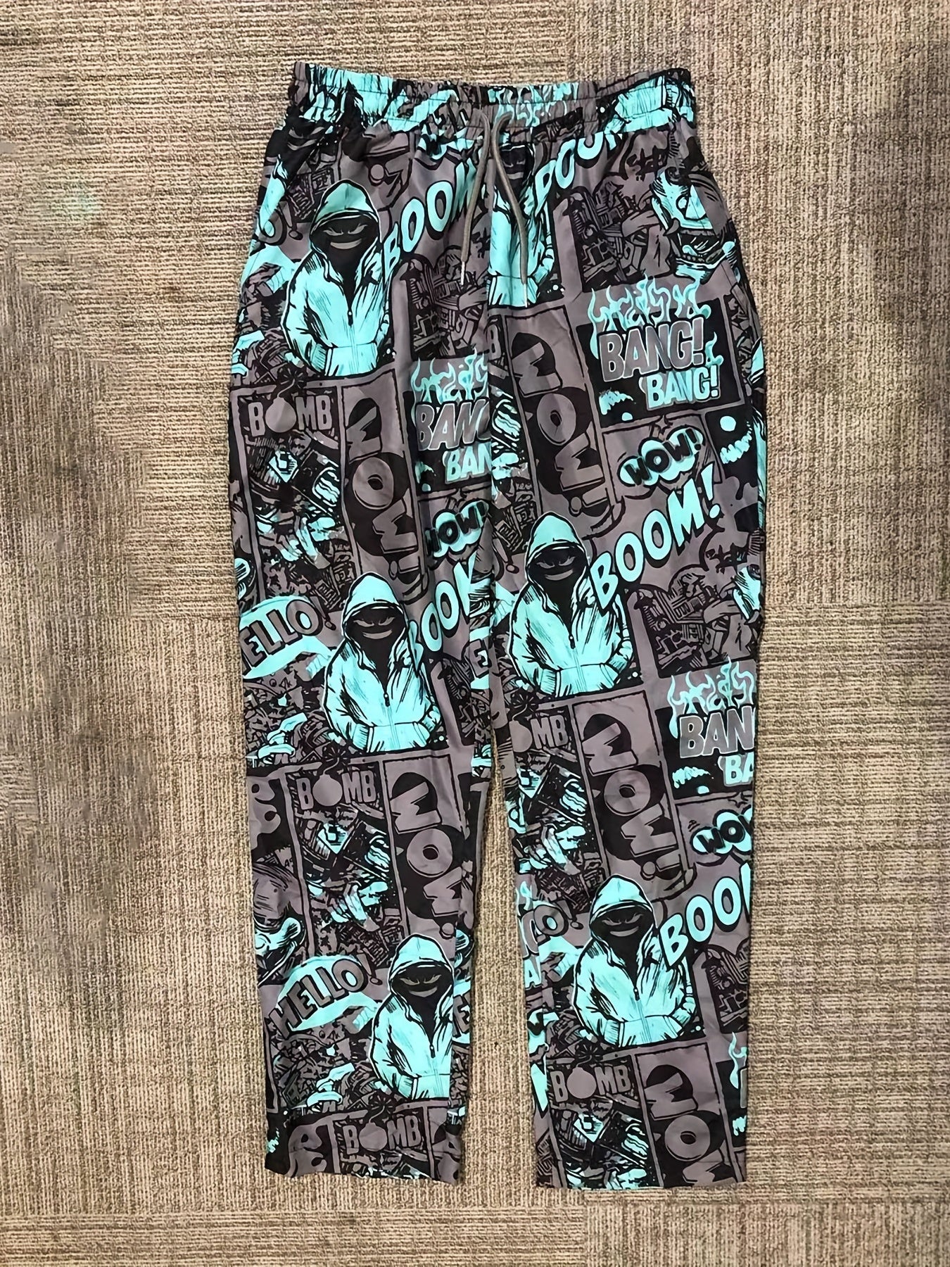 Comics Style Fluorescent Hooded Man Pants