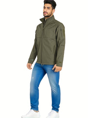 Men's Casual Stand Collar Softshell Jacket For Outdoor Activities