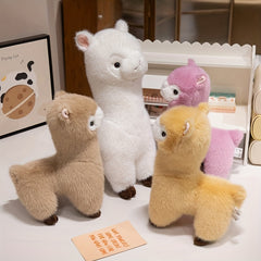 Plush Alpaca Stuffed Animal Toy Realistic Eyes Fluffy Ears Beige Brown