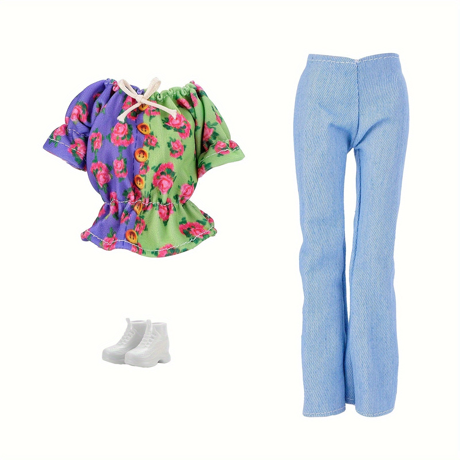 Doll Clothing 3-Piece Set Top Pants Shoes Gift for 11.5-Inch Dolls