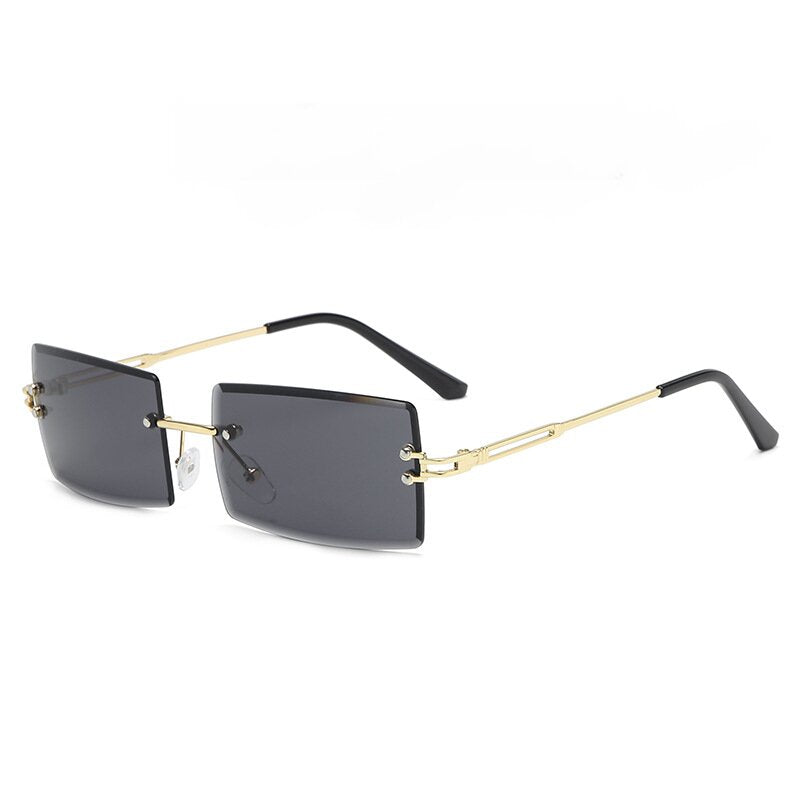 Rimless Rectangle Sunglasses Women UV400 Gradient Lens Glasses