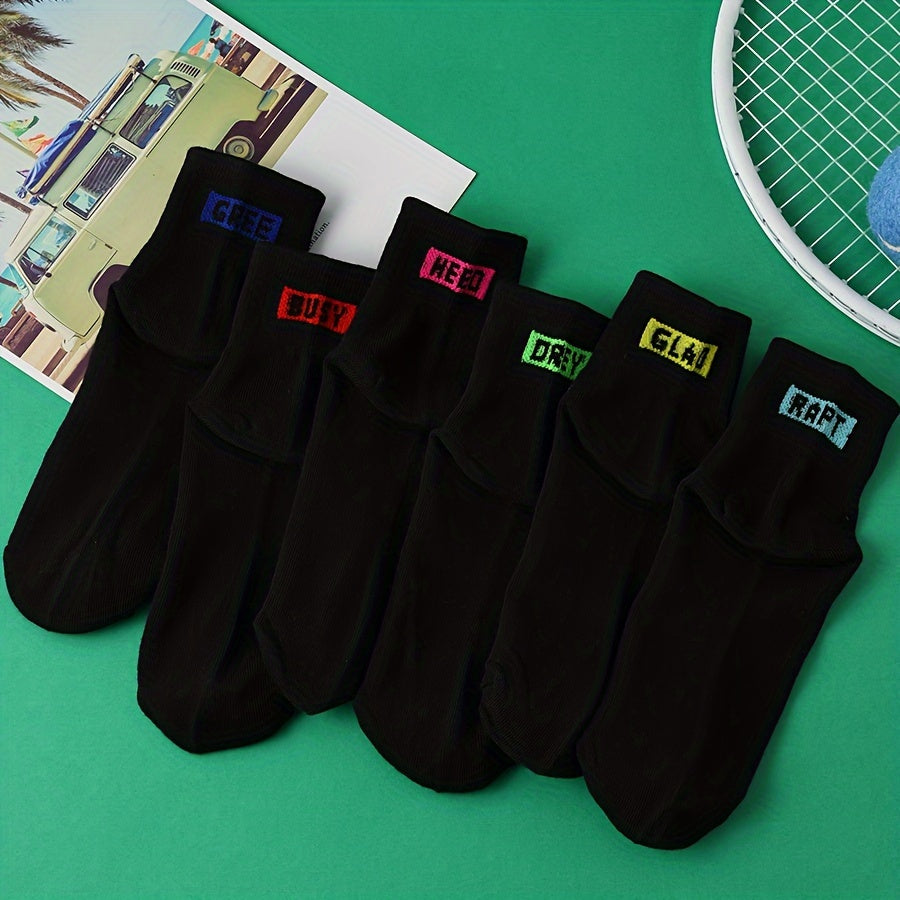 6 Pairs Letter Print Socks Women's Stockings