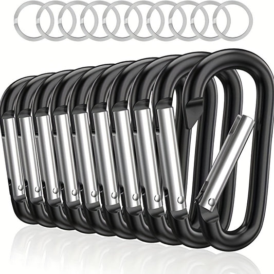 10pcs Mini Aluminum Carabiner with Keyring Lightweight D-Shaped Keychain Clip