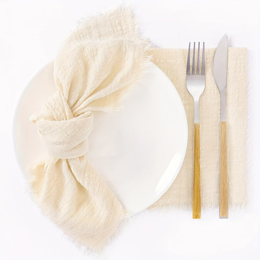4pcs Cotton Napkins with Fringe for Dinners Parties Wedding