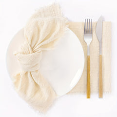 4pcs Cotton Napkins with Fringe for Dinners Parties Wedding