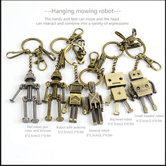 Mini Robot Car Keychain Retro Movable Alloy Key Chain Pendant Car Ornaments