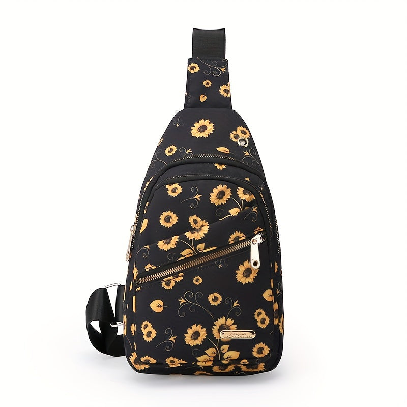 Floral Pattern Sling Backpack Chest Bag Oxford Cloth Crossbody Bag