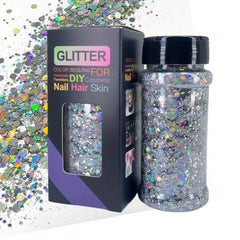 Holographic Chunky Glitter 2oz, Mixed Fine Flakes for Nail Art Hair Epoxy Resin