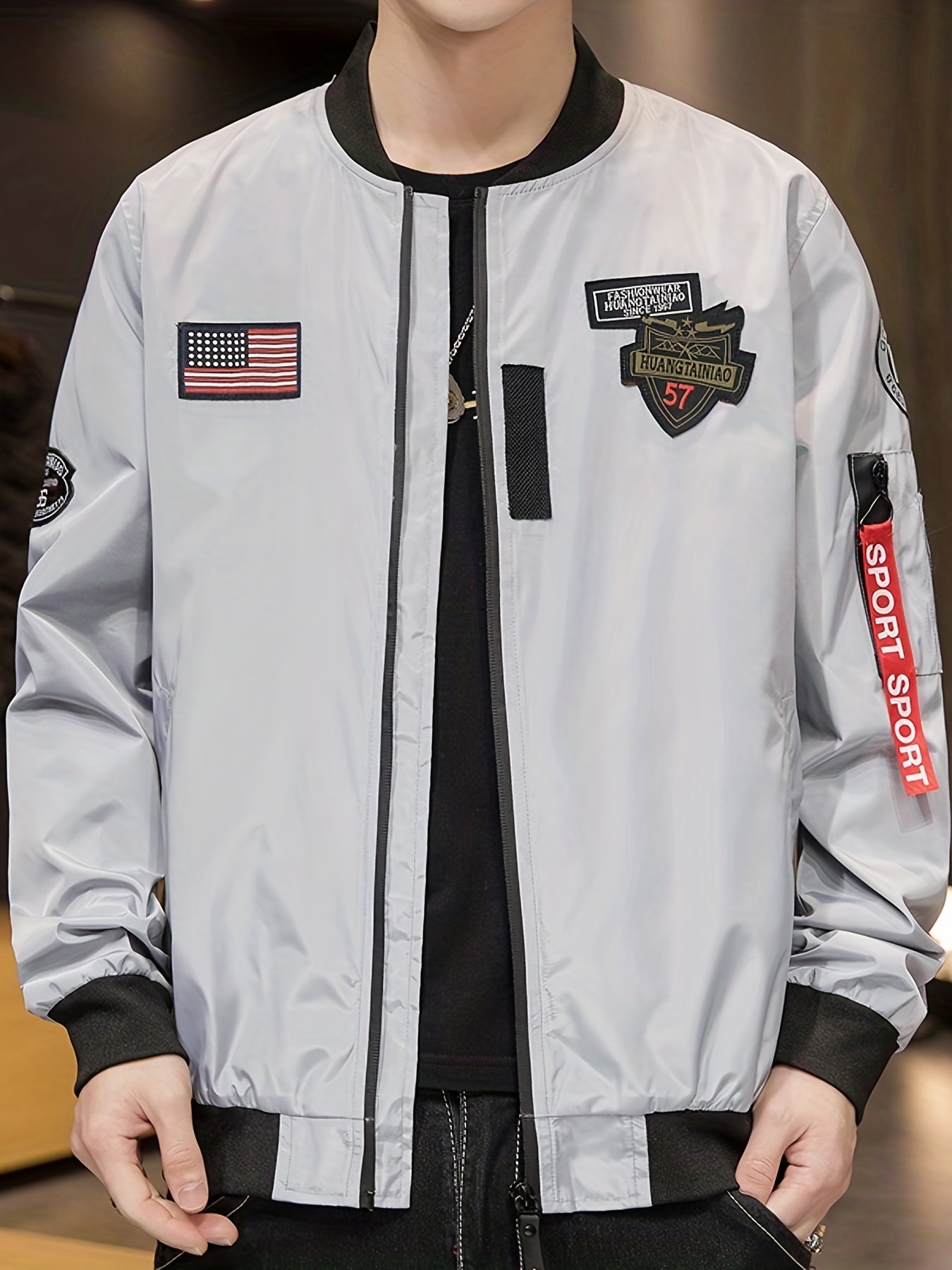 Men's Casual Zip Up Jacket for Spring Fall