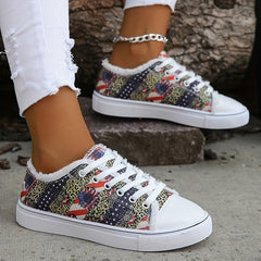 Women's Star & Striped Canvas Shoes Lace Up Sneakers