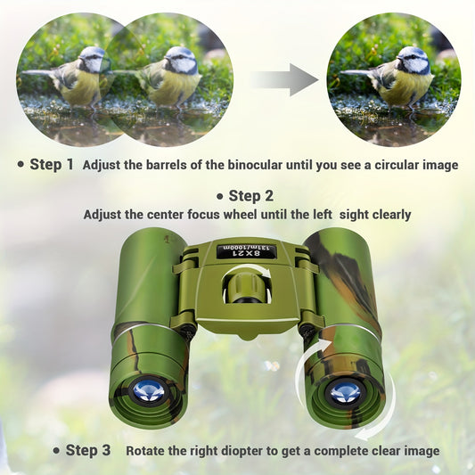 8x21 Compact Binoculars High Definition Lightweight Handheld Telescope