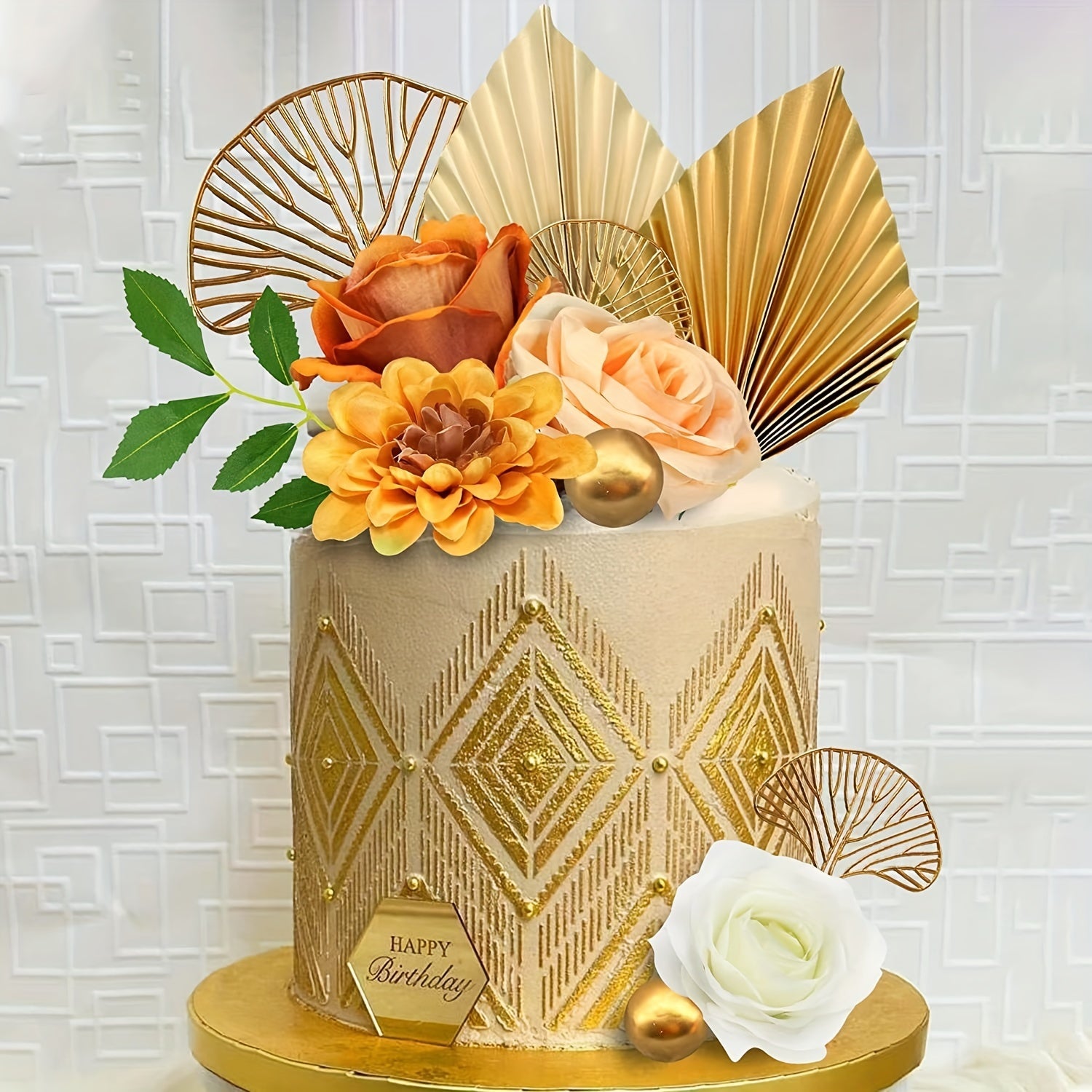 Bohemian Style Paper Leaves Cake Decor Inserts